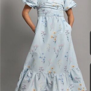 Self-Portrait Light Blue Floral Maxi Dress